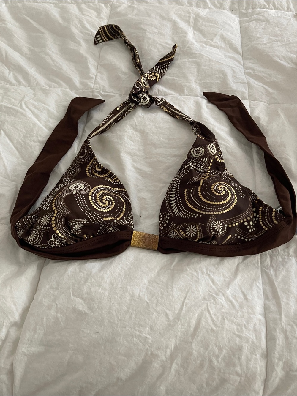 Faded Glory Brown Swirl Halter Bikini Top